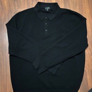 black merino wool polo shirt